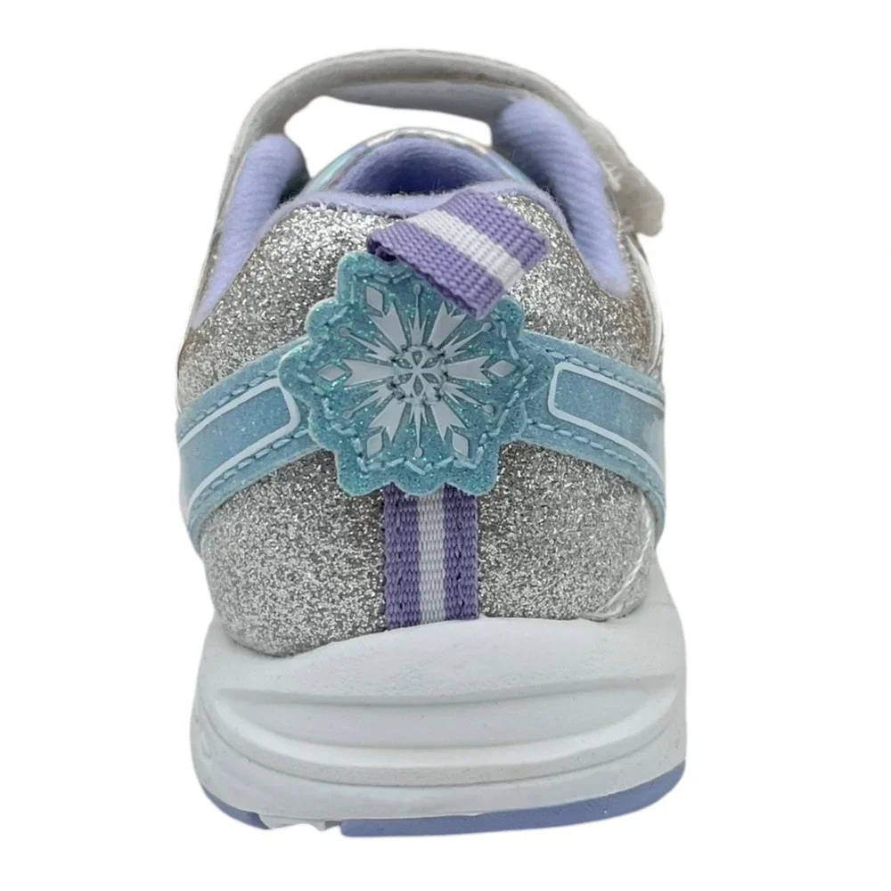 Disney Frozen Toddler Girls Slip-on Sneakers Size 7 Silver Light Blue Lavender